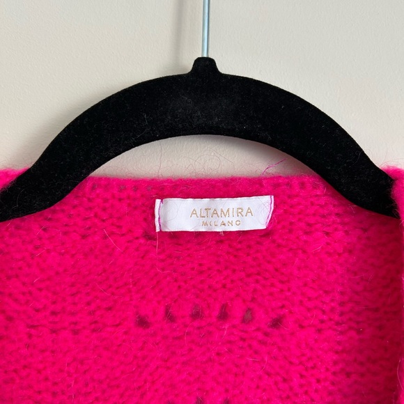 Altamira Milano Pink Mohair Blend Cardigan Sweater Size S - Picture 2 of 8